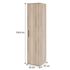 KONDELA Skriňa policová úzka, dub sonoma, DUNAJ TYP 3