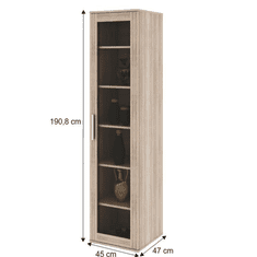 KONDELA Vitrína policová, DTD laminovaná, dub sonoma, DUNAJ