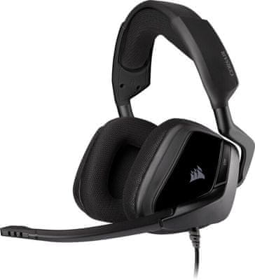 Slúchadlá Corsair Void Elite Stereo Carbon (CA-9011208-EU), 50 mm meniče, headset, kovová konštrukcia, priedušná tkanina, drôtové