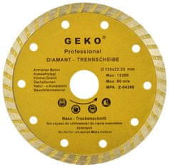 GEKO Diamantový kotúč TURBO 125 x 22 mm celistvý segment