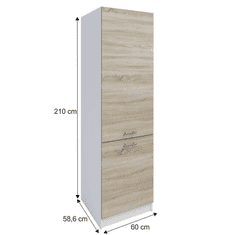 KONDELA Potravinová skrinka, dub sonoma / biela, ľavá, FABIANA S - 60/210