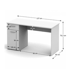 KONDELA PC stôl, biela, EGON