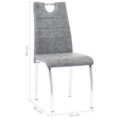 Vidaxl Jedálenské stoličky 6 ks, sivé, umelá koža
