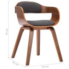 Vidaxl Jedálenské stoličky 4 ks, tmavosivé, látka a ohýbané drevo