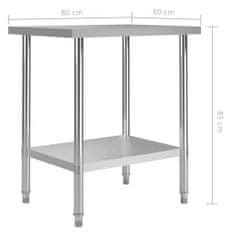 Vidaxl Kuchynský pracovný stôl 80x60x85 cm, nehrdzavejúca oceľ