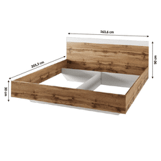 KONDELA Manželská posteľ, 160x200, dub wotan / biela, GABRIELA