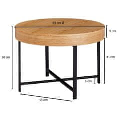 Bruxxi Konferenčný stolík Ema, 69 cm, dub