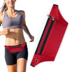 MG Ultimate Running Belt bežecký opasok s otvorom pre slúchadlá, červený