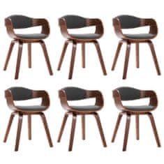 Vidaxl Jedálenské stoličky 6 ks ohýbané drevo a sivá látka