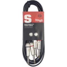 Stagg STC3P, kábel 2x JACK / 2X JACK, 3m