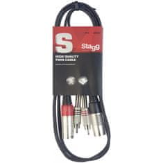 Stagg STC060CMXM, prepojovací kábel 2x XLR zástrčka - 2x RCA zástrčka, 60cm