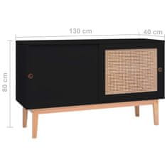 Vidaxl Komoda čierna 130x40x80 cm MDF a ratan