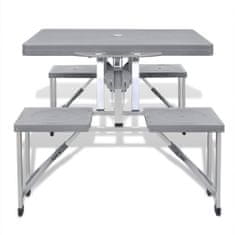 Vidaxl Šedý skladací kempingový set - stôl so 4 stoličkami, extra ľahký