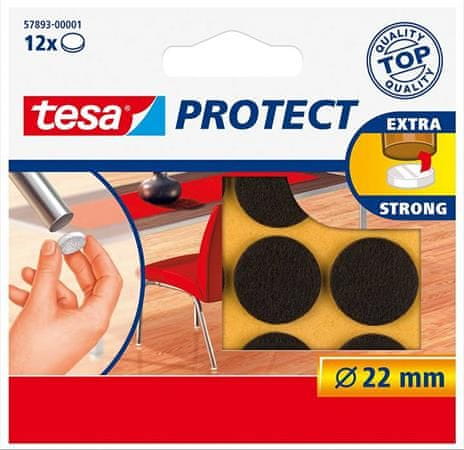 Tesa Plstené samolepiace podložky "Protect 57893", hnedá, 22 mm