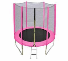 DUVLAN Trampolína FunJump Pink 244 cm + ochranná sieť + schodíky