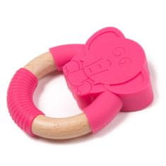 Bo Jungle hryzátko B-TEETHER ANIMAL WOOD Pink Elephant