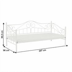 KONDELA Kovová posteľ, biela, 90x200, DAINA