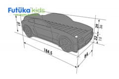 Futuka Kids Posteľ auto LIGHT 3D F-Mustang, LED svetlá