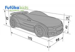 Futuka Kids Postieľka auto NEO, "Fl-Alcantara", LED svetlá, Spodné svetlo, Spojler - čierna