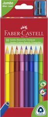 Faber-Castell Farebné pastelky "Jumbo" + strúhadlo, 10 farieb, šesťhranné