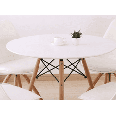 KONDELA Jedálenský stôl, biela / buk, priemer 60 cm, Gamin NEW 60
