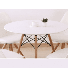 KONDELA Jedálenský stôl, biela / buk, priemer 90 cm, Gamin NEW 90