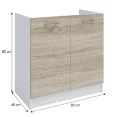 KONDELA Dolné skrinka, dub sonoma / biela, FABIANA S - 80ZL