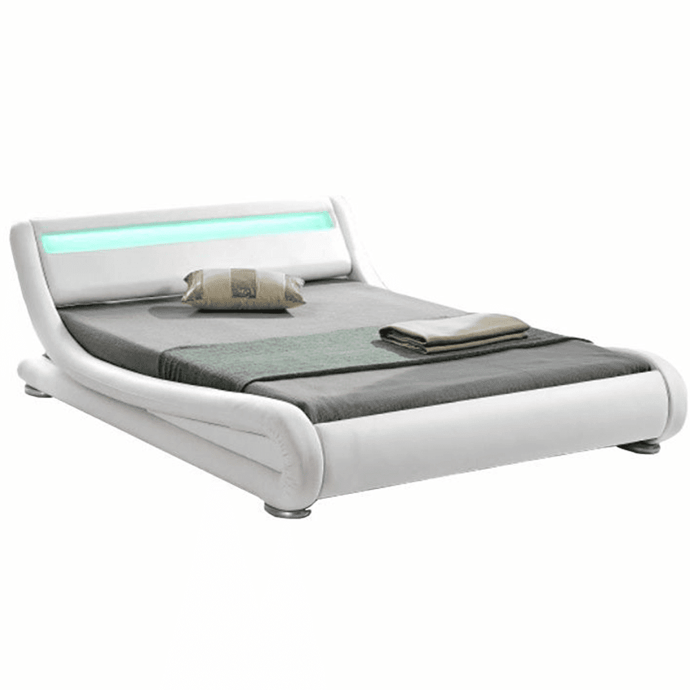 KONDELA Moderná posteľ s RGB LED osvetlením, biela, 160x200, FILIDÁ