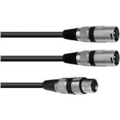 Omnitronic Kábel adaptér XLR samica / 2x XLR samec, dĺžka 0,50 m, čierny