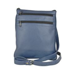 VegaLM Kožená crossbody taška na zipsové vrecká v modrej farbe