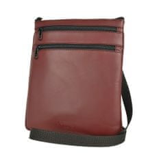 VegaLM Kožená crossbody taška na zipsové vrecká v bordovej farbe