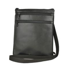 VegaLM Kožená crossbody taška na zipsové vrecká v čiernej farbe