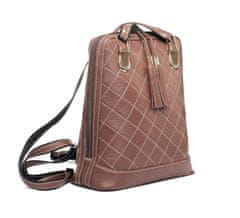 VegaLM Kožený ruksak z pravej kože so strapcami a možnosťou nosenia ako kabelky v tmavo hnedej farbe