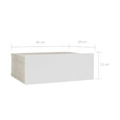 Vidaxl Nástenné nočné stolíky 2ks biele a farby dubu sonoma 40x30x15 cm drevotrieska