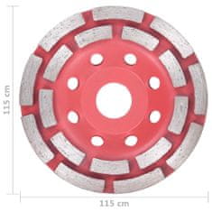 Vidaxl Diamantový brúsny kotúč s dvomi radmi 115 mm