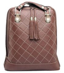 VegaLM Kožený ruksak z pravej kože so strapcami a možnosťou nosenia ako kabelky v tmavo hnedej farbe