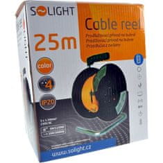 Solight Predlžovací kábel na bubne - 4 zásuvky, 25m, 3 x 1,5mm, IP20, oranžový