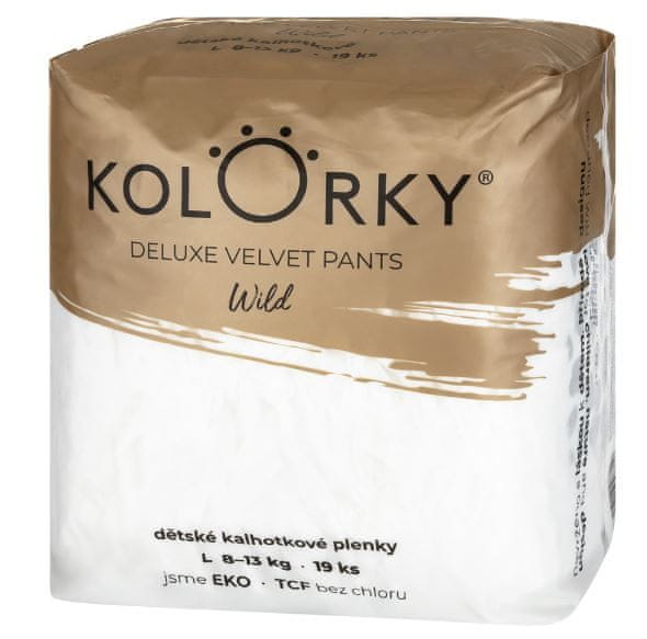 KOLORKY DELUXE VELVET PANTS - wild - L (8-13 kg) - jednorazové nohavičkové eko plienky