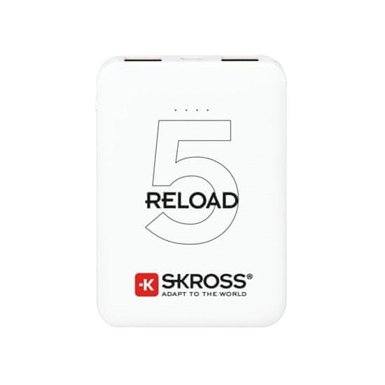 Skross Powerbank Reload 5, 5000mAh, 2x 2A výstup, microUSB kábel, biely