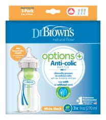 Dr.Brown´s Fľaša antikolik Options+ široké hrdlo 3x 270 ml plast