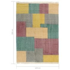 Vidaxl Ručne tkaný koberec Kilim, bavlna 120x180 cm, potlač, farebný