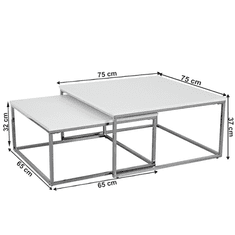 KONDELA Konferenčné stolíky, set 2 ks, chróm/biela, ENISOL TYP 1