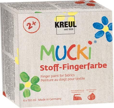 KREUL Sada prstových farieb na textil "Mücke" 4 farby 150 ml, Hobby Line