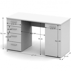 KONDELA PC stôl, biela, DTD laminovaná, EUSTACH