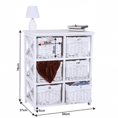 KONDELA Komoda, drevo / prútie, biela, RAFAELLO 6
