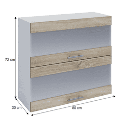 KONDELA Horná skrinka, dub sonoma / biela, FABIANA W80K2S