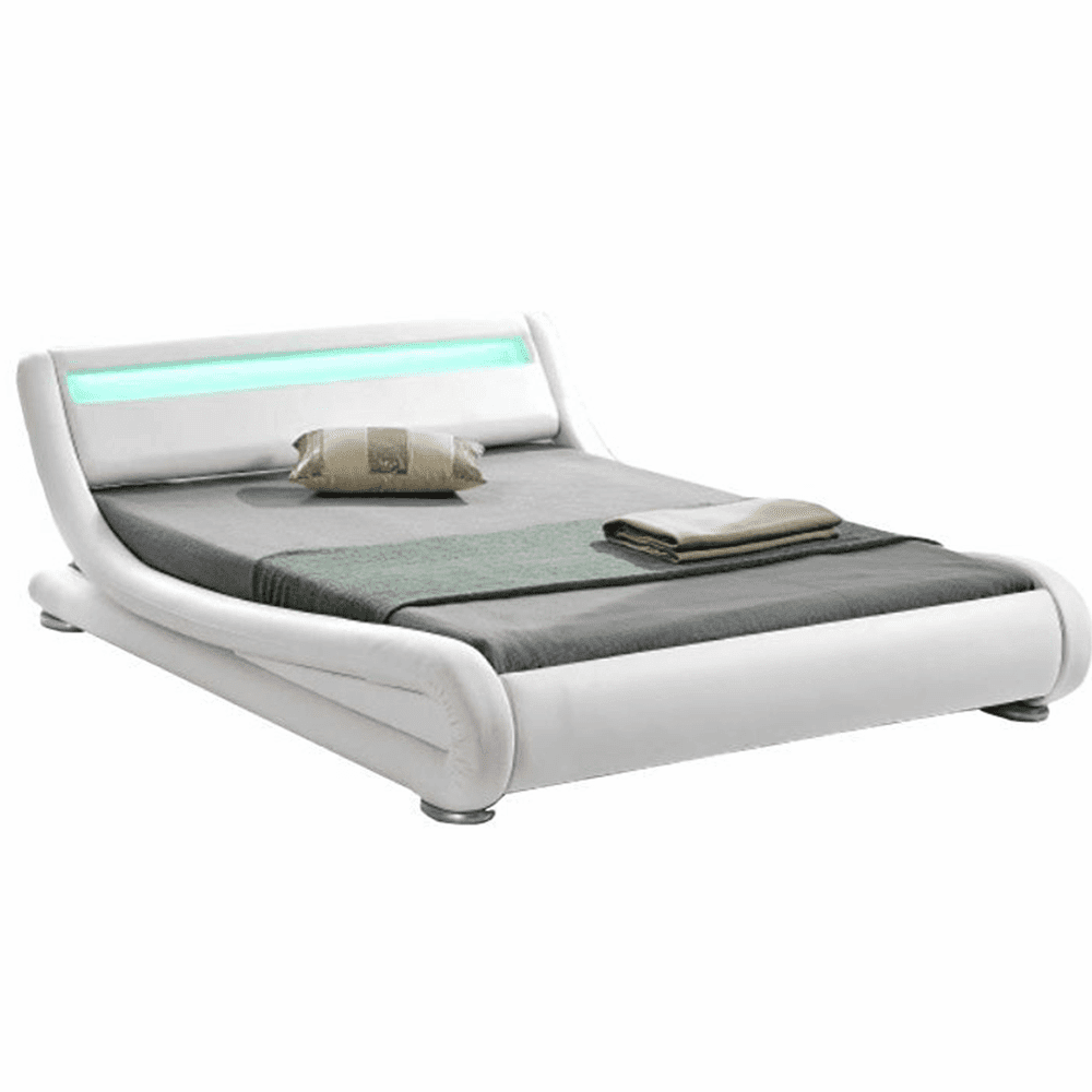 KONDELA Moderná posteľ s RGB LED osvetlením, biela, 180x200, FILIDÁ
