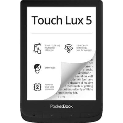 Čítačka e-kníh PocketBook 628 Touch Lux 5, ľahká, kompaktná, veľká pamäť, displej e-ink s chytrým nasvietením