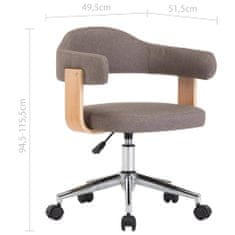 Vidaxl Otočná kancelárska stolička sivohnedá ohýbané drevo a látka