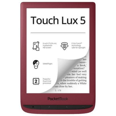 Čítačka e-kníh PocketBook 628 Touch Lux 5, ľahká, kompaktná, veľká pamäť, displej e-ink s chytrým nasvietením